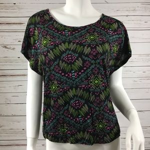 Annabelle Black Tee w/Multi-color Pattern